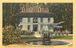 Linen Postcard NV C123 Old Bowers Mansion Between Reno and Carson City NEV - £3.95 GBP