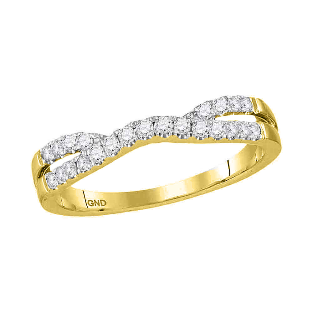 Primary image for 14kt Yellow Gold Womens Round Diamond Contour Enhancer Wedding Band 1/4 Cttw