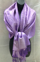 Paisley Purple Pashmina Scarf Shawl Paisley Silk Cashmere - £16.02 GBP