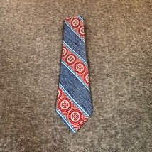 Vintage Cesare Larini Mens Tie Blue White Red Geometric Traditional NeckTie - $24.99