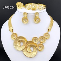 African Gold Plated Jewelry Sets For Women Large Necklace Round Earrings Charm B - £55.01 GBP