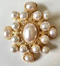 Vintage Joan Rivers Imperial Maltese Cross Faux Pearl Brooch Pin Rare Retired - £135.19 GBP