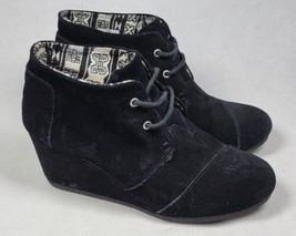 Womens Toms Black Suede Wedge Bootie Sz 8 *Great Condition* - £15.99 GBP