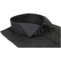 Men's Tux Shirt FAMOZO Turkey 100% Cotton French Cuffs Wing Tip FA3 Black image 2