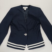 Petite Sophisticate Women's Blue/White Stripes 1-Button Blazer Jacket Size 4 image 12