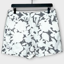 ANN TAYLOR side zip shorts black/white gingham check &amp; white floral size 8 - £19.02 GBP