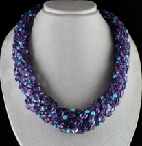 NATUR AMETHYST TÜRKIS PERLEN 13 L 1840 CT DESIGNER EDELSTEIN MODE HALSKETTE - $15,081.75 MXN
