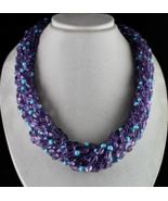 NATUR AMETHYST TÜRKIS PERLEN 13 L 1840 CT DESIGNER EDELSTEIN MODE HALSKETTE - $15,081.75 MXN