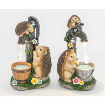 Hedgehog Homies Solar Spout Spring Resin Pair Tabletop Decor Hannas Hand... - £35.39 GBP