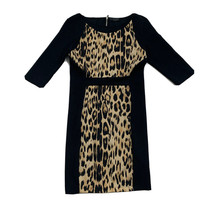 Zara Collection Black And Tan/Brown Mini Dress Leopard Print 3/4 Sleeve ... - $340.63 MXN