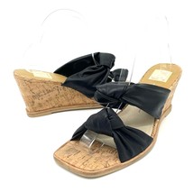 Dolce Vita Womens 9.5 Naji Knotted Cork Wedge Sandal Black Summer Beachy Boho - £21.32 GBP