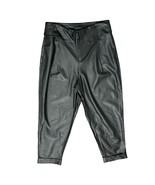 Eloquii Black High Rise Tapered Cuffed Fold Waist Vegan Leather Pants 14... - $48.41 CAD
