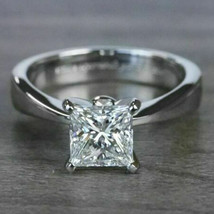 2.10 Ct Princess Cut Moissanite Solitaire Engagement Ring 14k White Gold Silver - £98.37 GBP