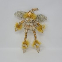 Vintage Yellow Elf Pixie Fairy Ornament Whimsical Quirky Christmas Decorative - £19.77 GBP