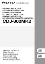 Pioneer CDJ-800-Mk2 CD Player Owners Manual - $22.24