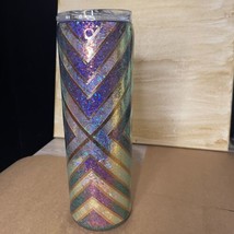 TUMBLERS! PURPLE GLITTER &amp; SILVER FOIL BOUGEE X PATTERN Art Cup TUMBLERS... - $38.17