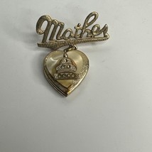 Vintage Signed Lisner Mother Of Pearl Heart Locket Gold Tone Brooch &quot;Mot... - $302.88 MXN