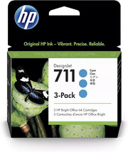 Genuine HP 711 Cyan 3 Pack T120 T520 Ink Cartridges CZ134A 12/23 - $29.99