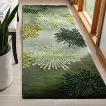 Green Contemporary Wool Rug   2.6 x 12 feet and protection pad EUC - $199.00