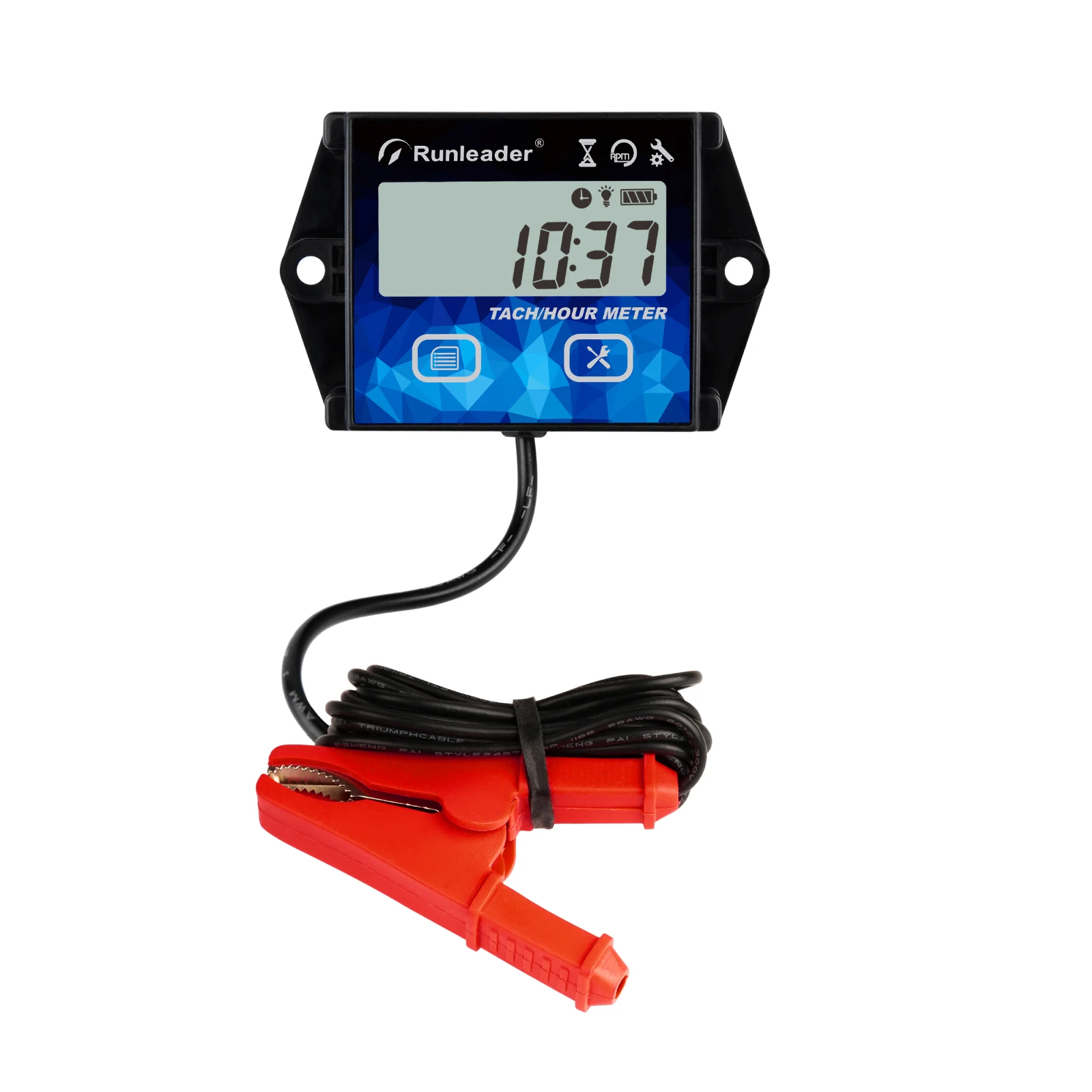 Digital LCD Hours Tachometer with Alligator Clip,Maintenance Reminder,Backlight - £27.12 GBP