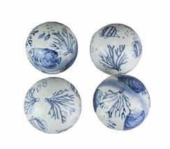 A&amp;B Home Blue and White 4 Inch Diameter Tropical Sea Life Porcelain Decor Balls  - £40.26 GBP