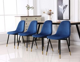 Blue Set Of 4 Lassan Contemporary Fabric Dining Chairs From Roundhill Fu... - $178.95