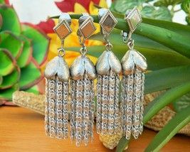 Vintage sarah coventry earrings silver dangle tassel two pairs clip on thumb200