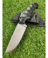 New Tactical Fixed Blade Knife Etched Camping Pocket Knives With Kydex Sheath - $67.32