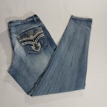 Rebel & Soul Women’s 12 Cotton Blend Faded Blue Distressed Skinny Jeans (31×30) image 2