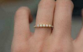 1.49Ct Round Cut Fire Opal Wedding Engagement Band Ring 14k Yellow Gold Over - £69.99 GBP