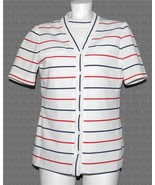 VTG Leslie Fay 2-Pc Red White Blue Stripes Sleeveless Top &amp; S/S Jacket W... - $616.06 MXN