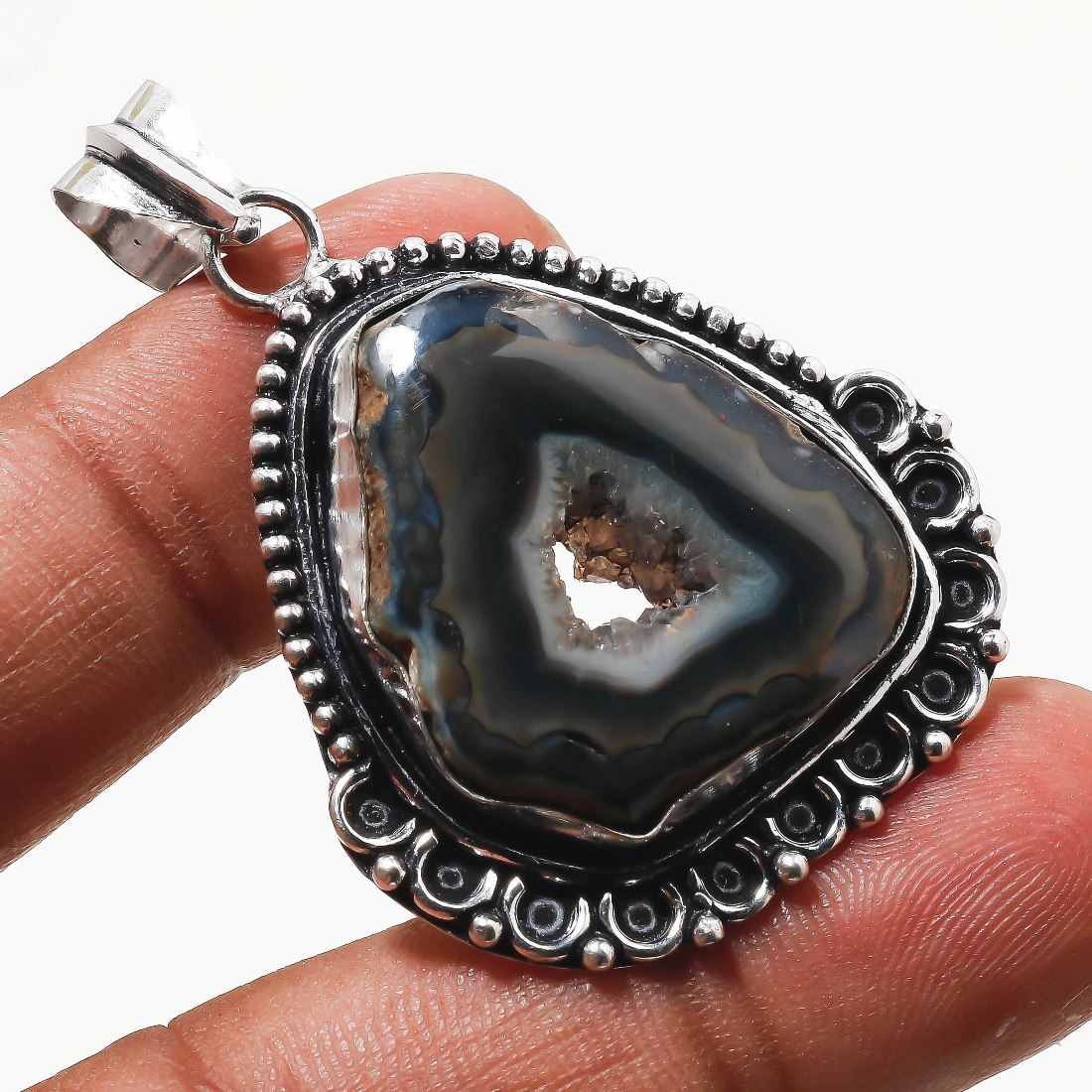 Black Botswana Agate Gemstone Black Friday Gift Pendant Jewelry 2.10" SA 9362 - £3.18 GBP