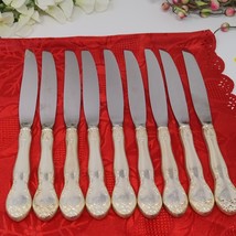 Vintage GORHAM Silverplate NEW ELEGANCE Flatware 9 Dinner Knives 9 1/2&quot; - $465.64 MXN