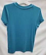 Women's Medium Teal Short Sleeve Slim Fit Ribbed T-Shirt image 3