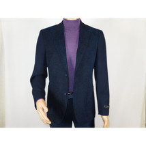 Men ZACCHI Velour Velveteen Hounds tooth Blazer Sport Coat DUANE 74521 Navy Blue image 11
