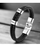 Personalized Men Leather Charm Bracelet - $448.97 MXN