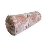 Vintage Bolster Pillows, Pink Flower , Floral Jacquard, Throw Pillow 6x16" - $54.00