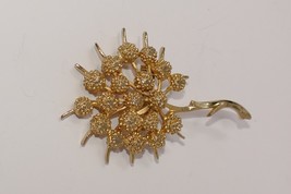 Mamselle Gold Tone Flower Tree Brooch Pin - £18.87 GBP