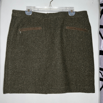 Bob Timberlake Green Wool Tweed Mini Skirt With Zipper Pockets Size 14 - £15.91 GBP