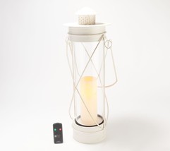 Candle Impressions 23&quot; Metal Round Lantern with Remote in Antique White - £57.52 GBP