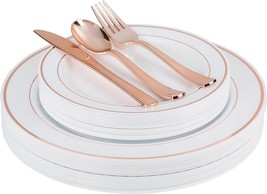 200 Piece Heavyweight Party Disposable Plastic Plates and Cutlery Set Includes 4 - £53.54 GBP