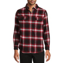 George Men&#39;s Long Sleeve Flannel Shirt Size M Color Black/Red/White Shadow Plaid - £19.45 GBP