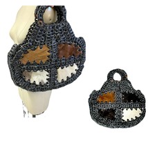 Vtg 1970s Leather Chain Fur Bag 1970s Large Boho Tote Earth Tones Hide P... - £130.33 GBP