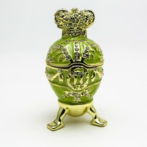 Green Faberge Egg Trinket Box  Handmade by Keren Kopal Austrian  Crystals - $36.90