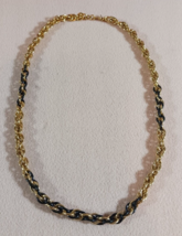 16&quot; Monet Spiral Chain Necklace Gold Tone &amp; Black Enamel Vintage - £16.89 GBP