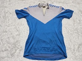 VTG DESCENTE Cycling Jersey Short Sleeve Men&#39;s Stand Up Collar Blue Made Japan - £16.27 GBP