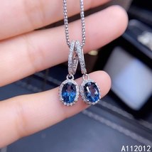 fine jewelry natural blue topaz 925 sterling silver classic girl new earrings ea - $87.45