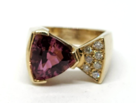 4.39ctw Natural Pink Tourmaline &amp; Diamond Ring 14k Gold Size 6.25 - £2,010.68 GBP