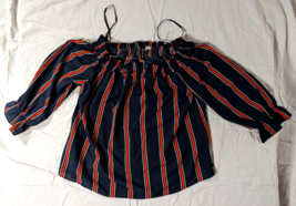 H&amp;M Divided Women&#39;s Pull Over Top Size 40 Eur Striped Blue And Red Fashion Lady - £12.53 GBP
