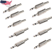 10 Pcs 3.5Mm 1/8&quot; Mono Male Audio Tr Plated Jack Plug Adapter Connector - £13.51 GBP